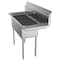 Koolmore 3 Compartment Stainless Steel Commercial Kitchen Sink with Drainboard - Bowl Size 10" x 14" x 10" SC101410-12R3 - alternate 4